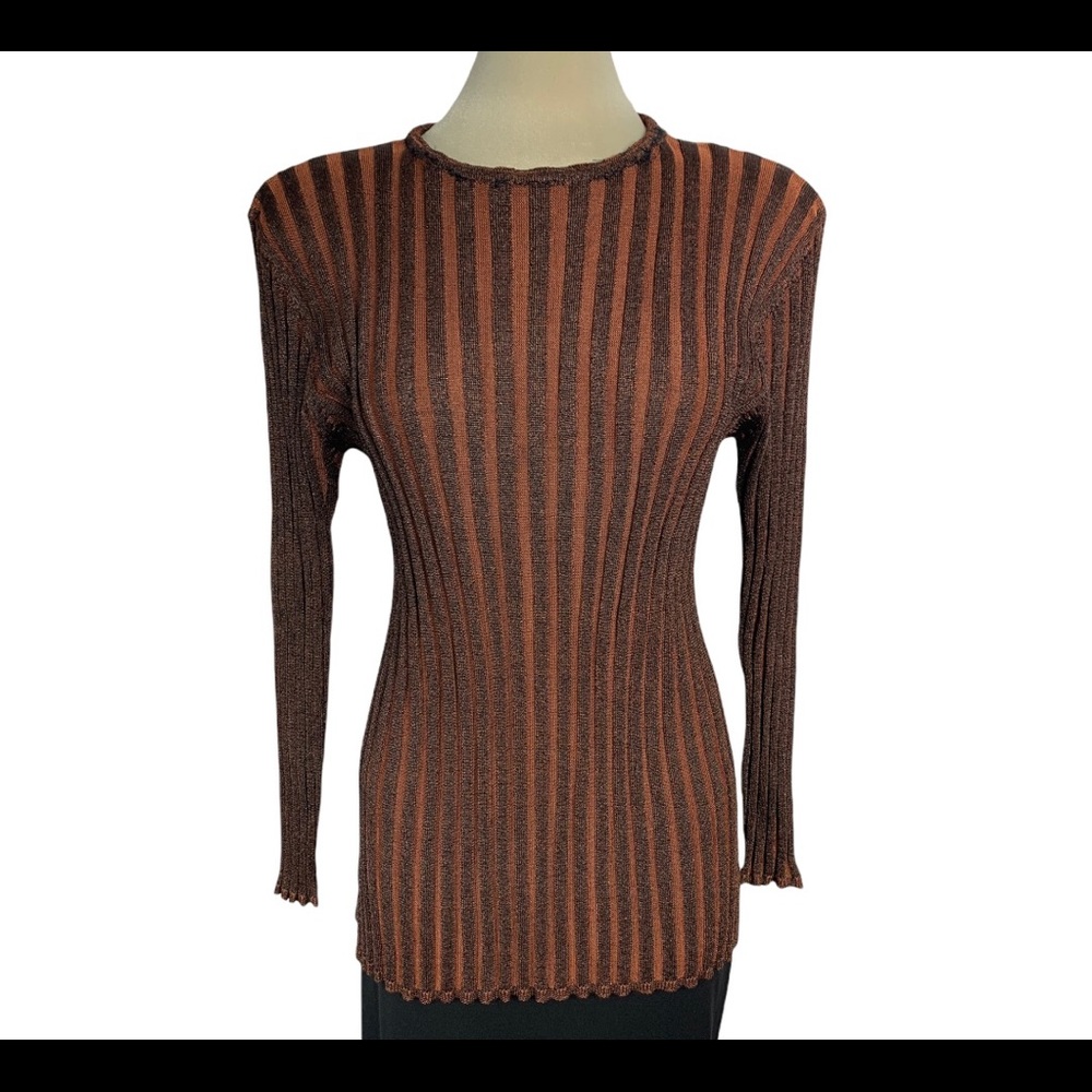 Olsen Collection Brown striped sweater size 12